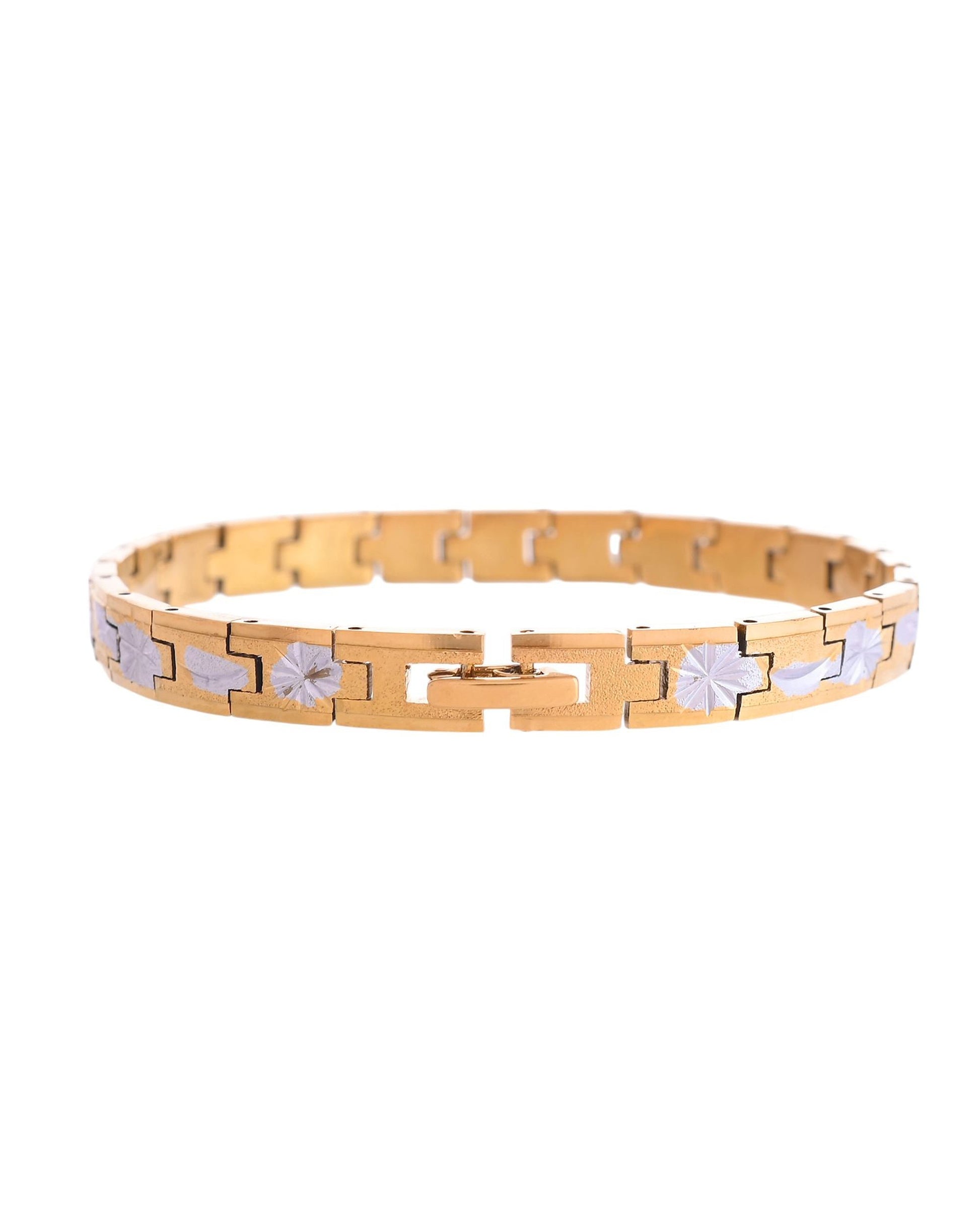 VOJ Men's Double Toned Textural Stainless Steel Bracelet VOJ (Valley Of Jewellery)
