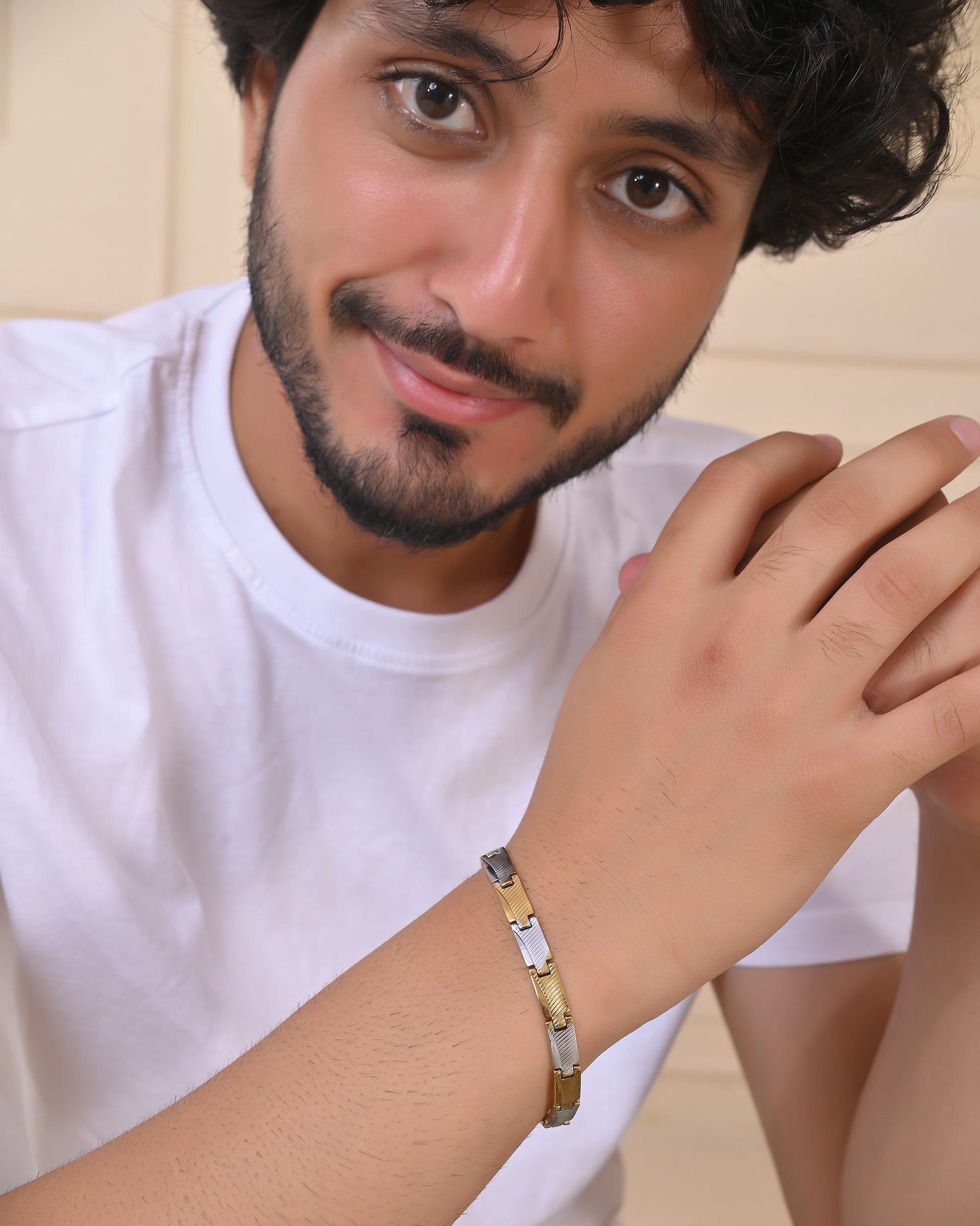 VOJ Dual Toned Alloy Bracelet For Men VOJ (Valley Of Jewellery)