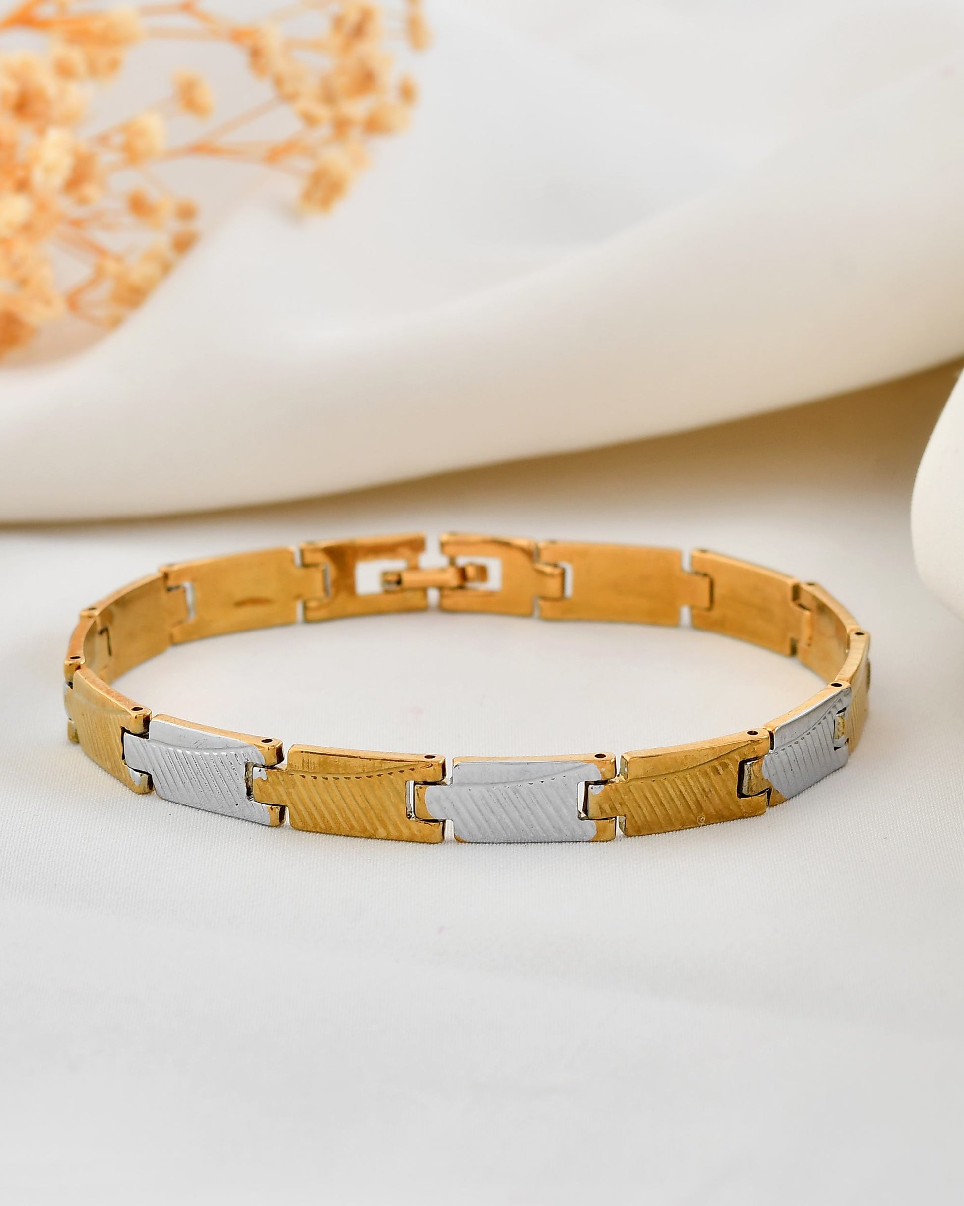 VOJ Dual Toned Alloy Bracelet For Men VOJ (Valley Of Jewellery)