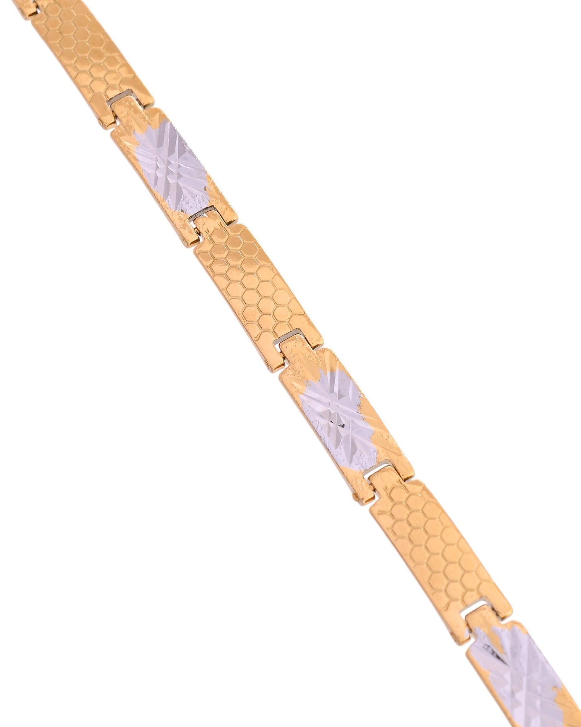 VOJ Dual Toned Alloy Textural Bracelet For Men VOJ (Valley Of Jewellery)