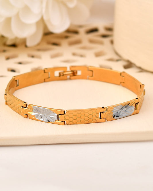 VOJ Dual Toned Alloy Textural Bracelet For Men VOJ (Valley Of Jewellery)