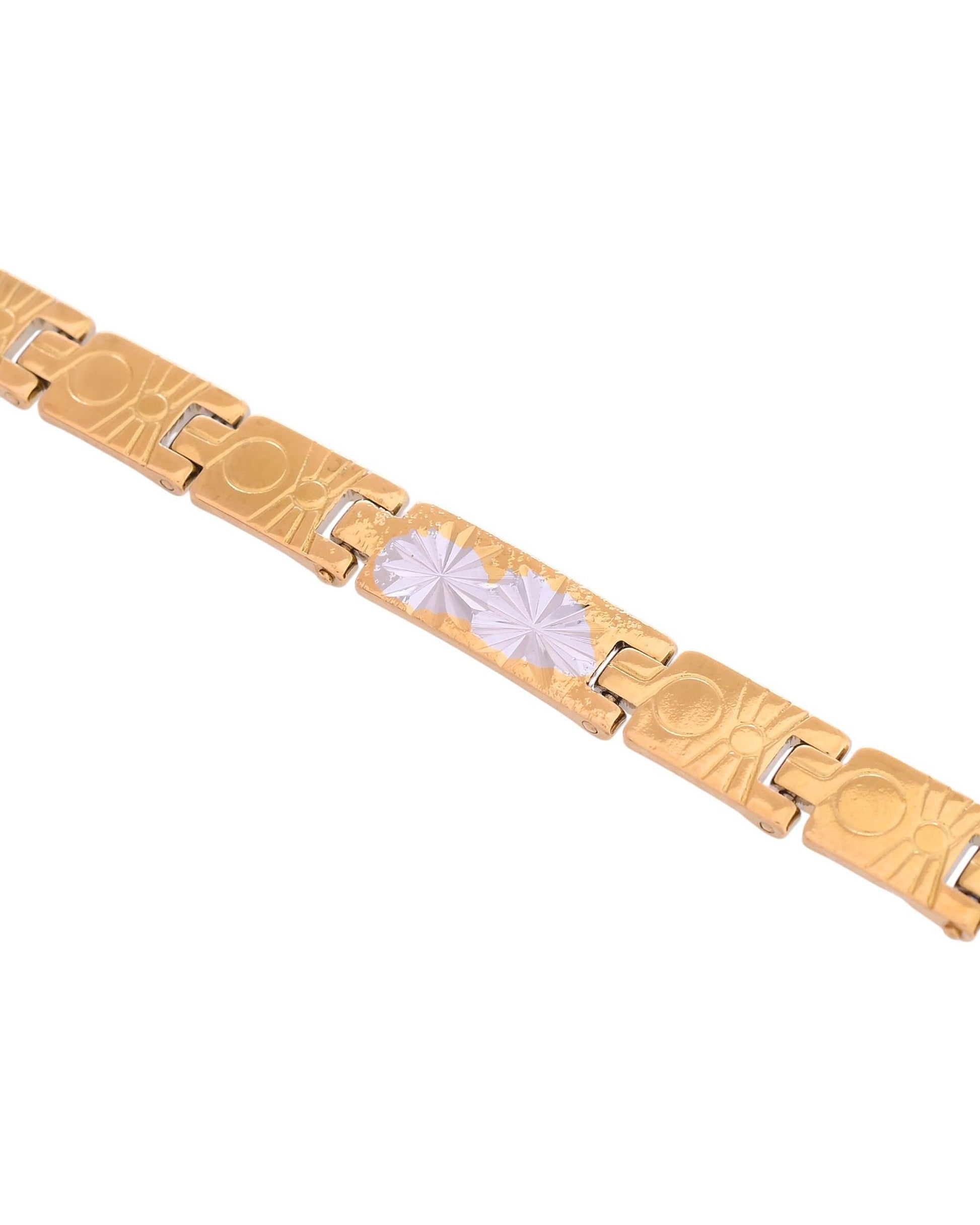 VOJ Gold And Silver Toned Stainless Steel Linked Bracelet For Men VOJ (Valley Of Jewellery)