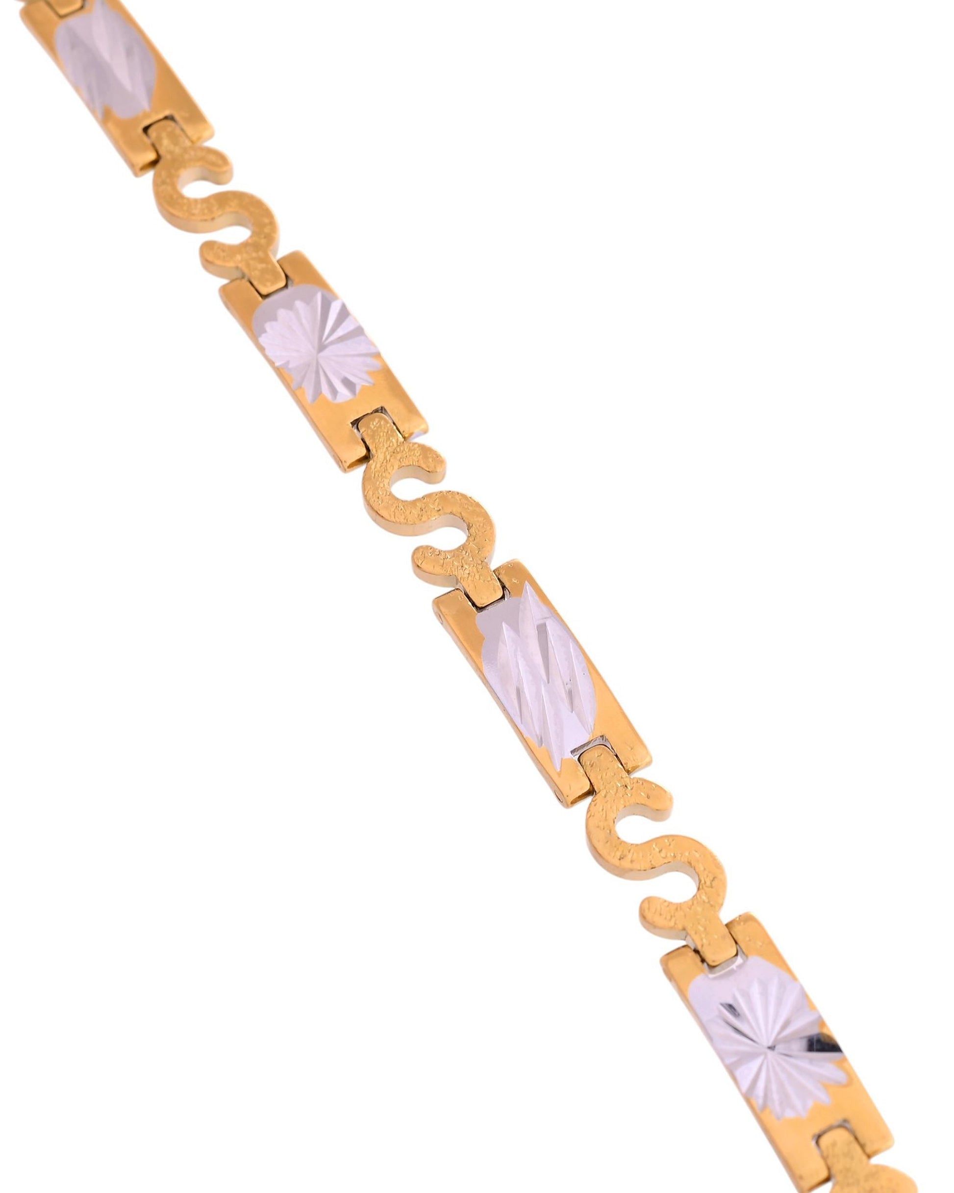 VOJ Gold And Silver Toned Stainless Steel Dolor Sign Bracelet For Men VOJ (Valley Of Jewellery)