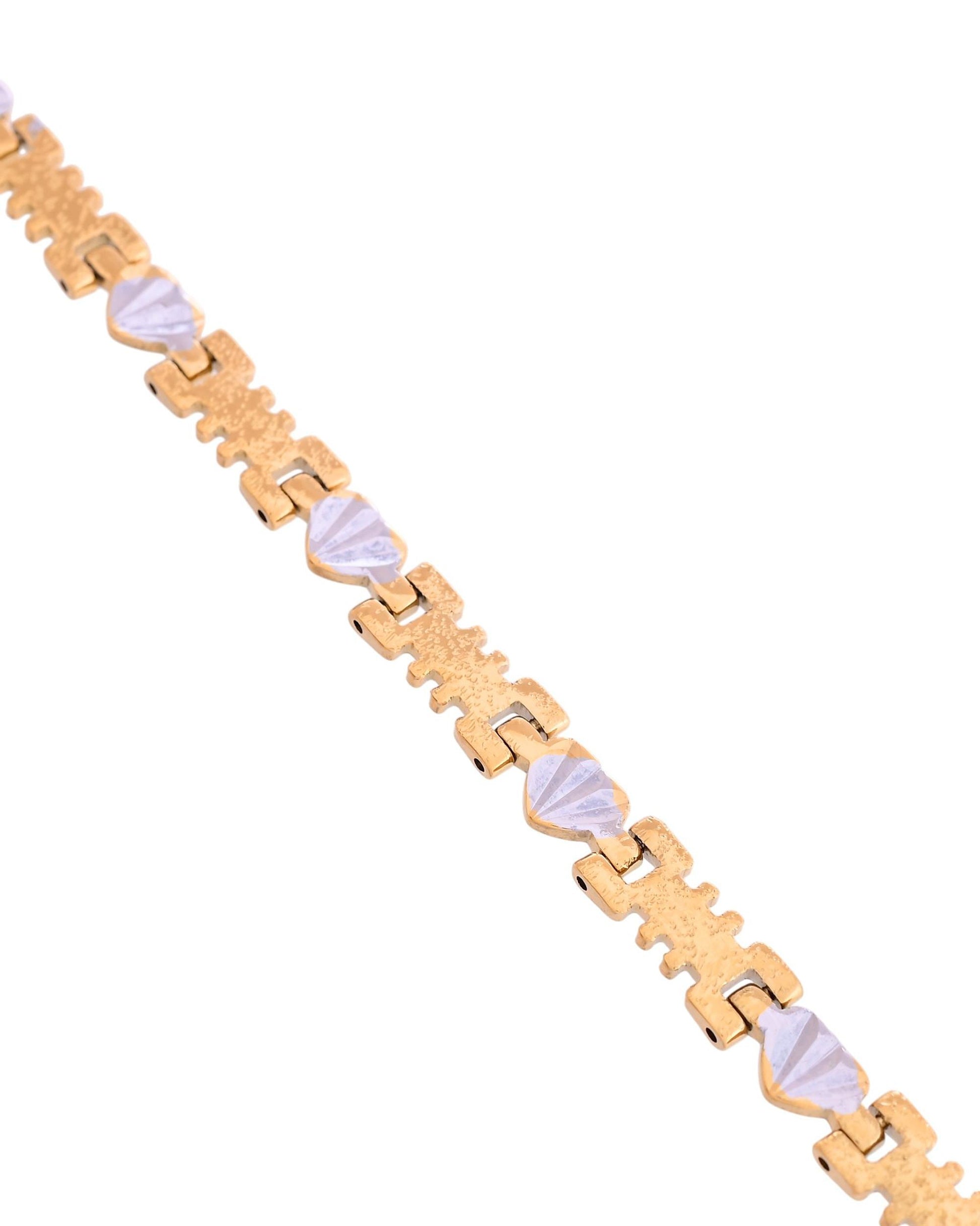 VOJ Gold And Silver Toned Stainless Steel Designer Bracelet For Men VOJ (Valley Of Jewellery)
