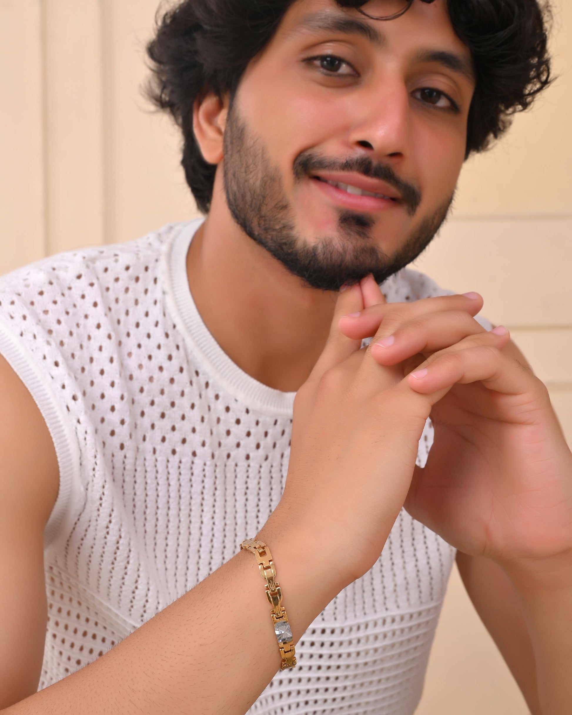 VOJ Dual Toned Textural Designer Bracelet For Men VOJ (Valley Of Jewellery)