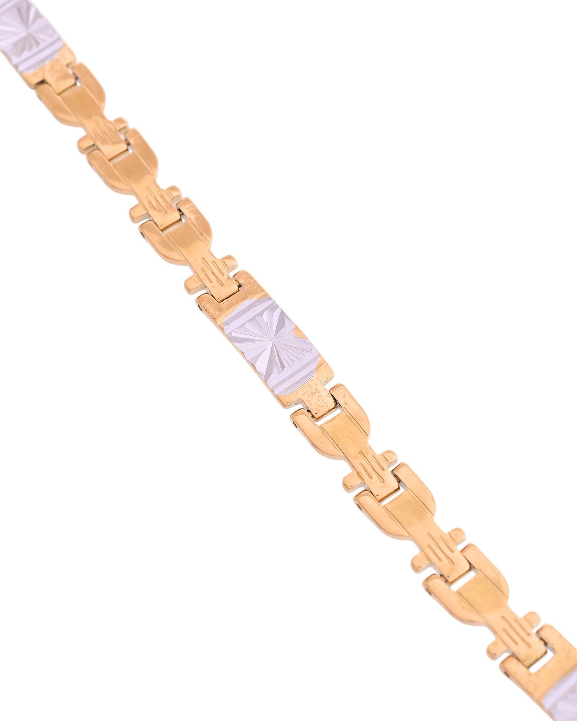 VOJ Dual Toned Textural Designer Bracelet For Men VOJ (Valley Of Jewellery)