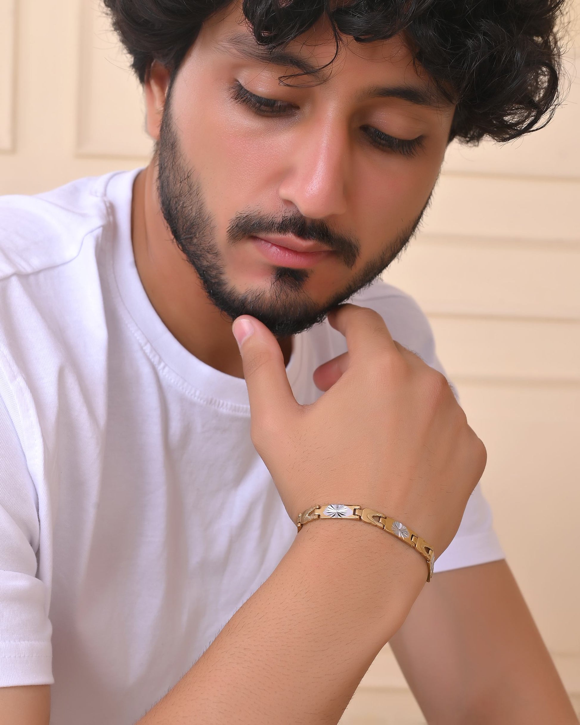 VOJ Double Toned Textural Designer Bracelet For Men VOJ (Valley Of Jewellery)