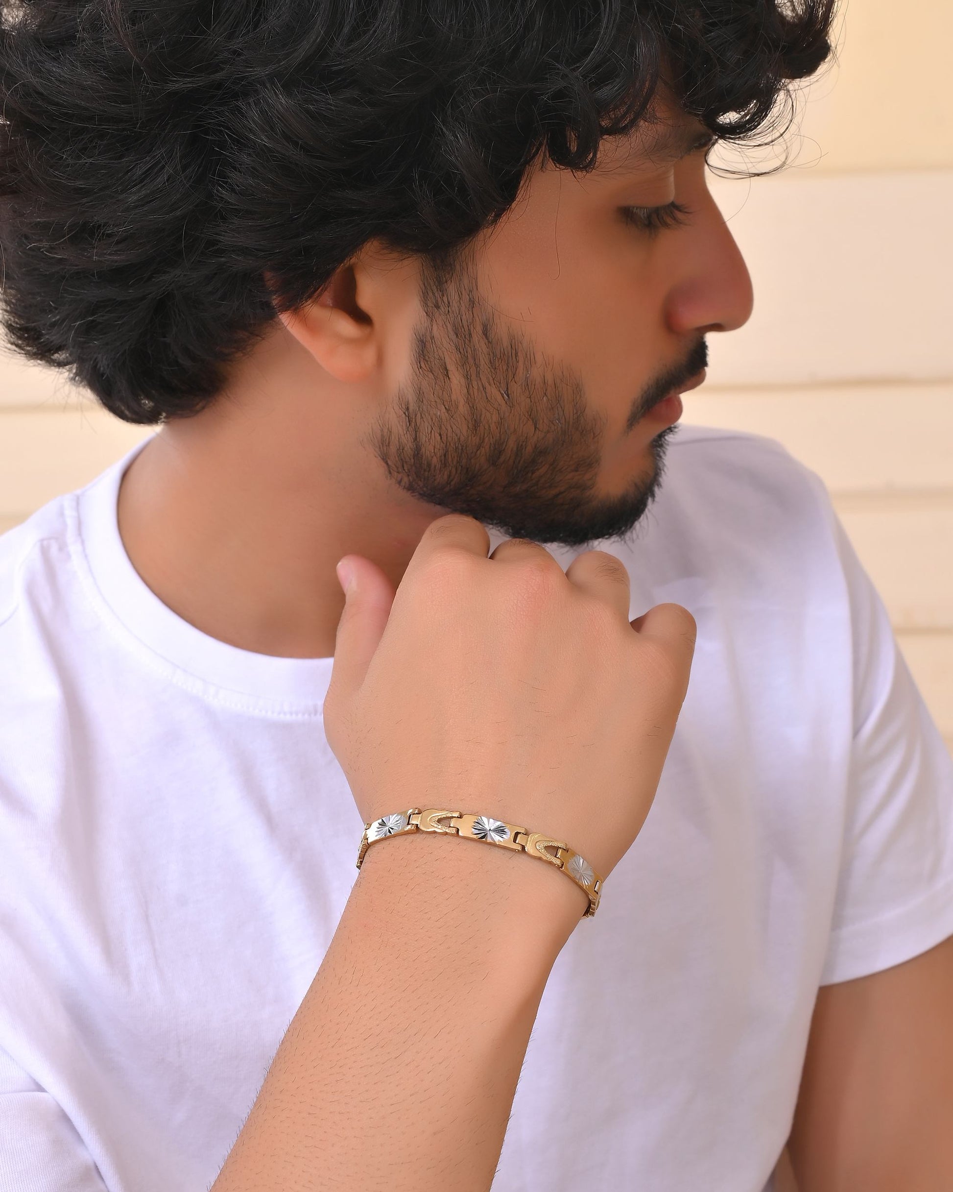 VOJ Double Toned Textural Designer Bracelet For Men VOJ (Valley Of Jewellery)