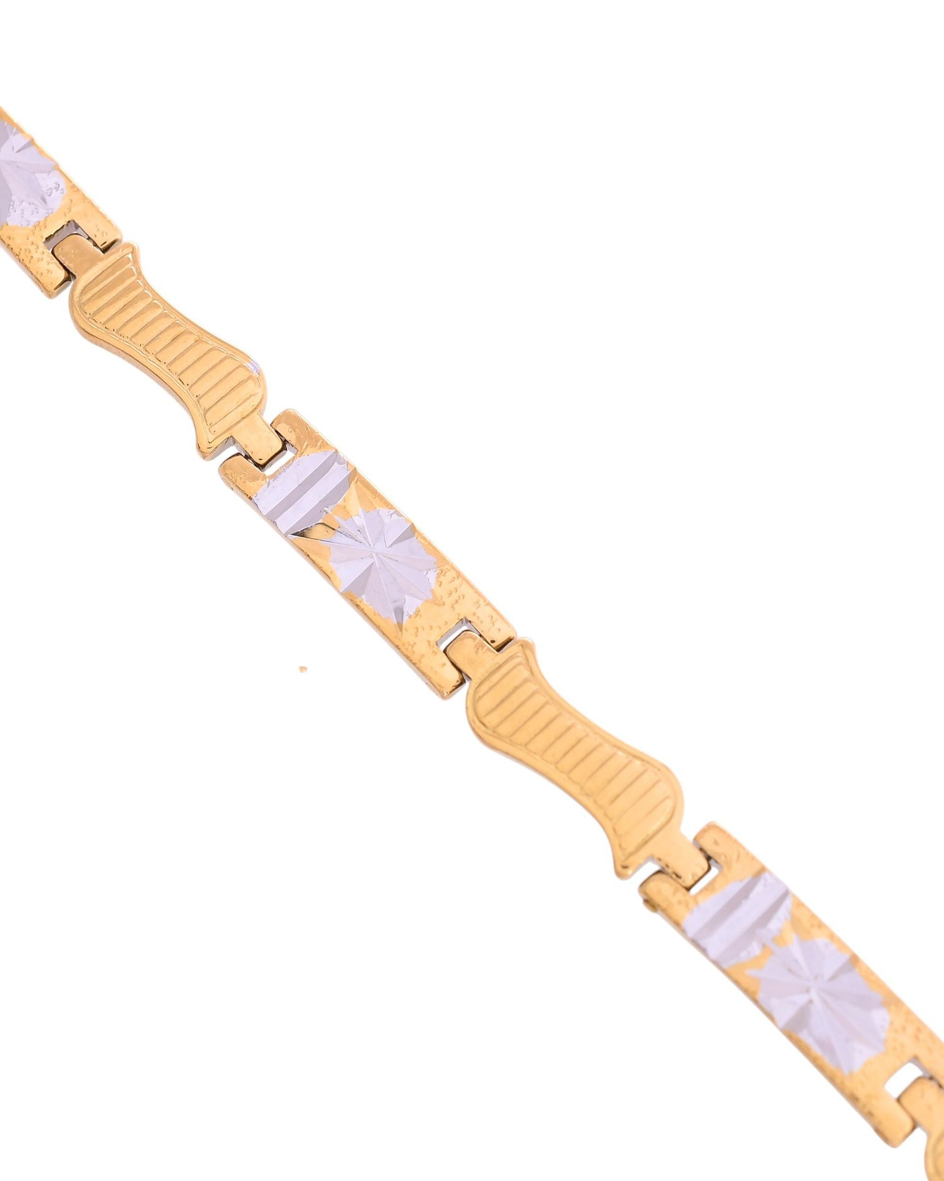 VOJ Double Toned Textural Designer Linked Bracelet For Men VOJ (Valley Of Jewellery)