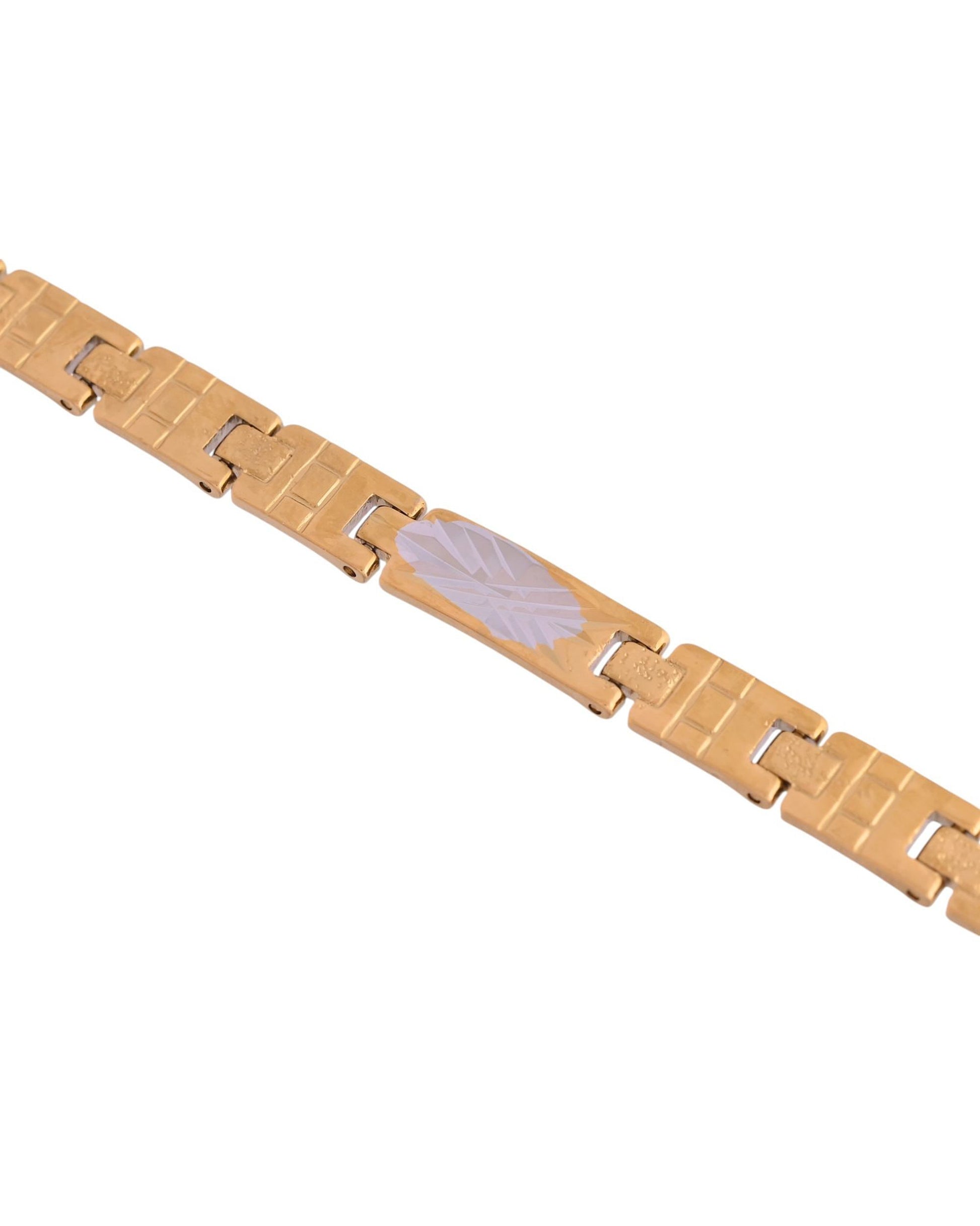 VOJ Dual Plated Textural Designed Linked Bracelet For Men VOJ (Valley Of Jewellery)