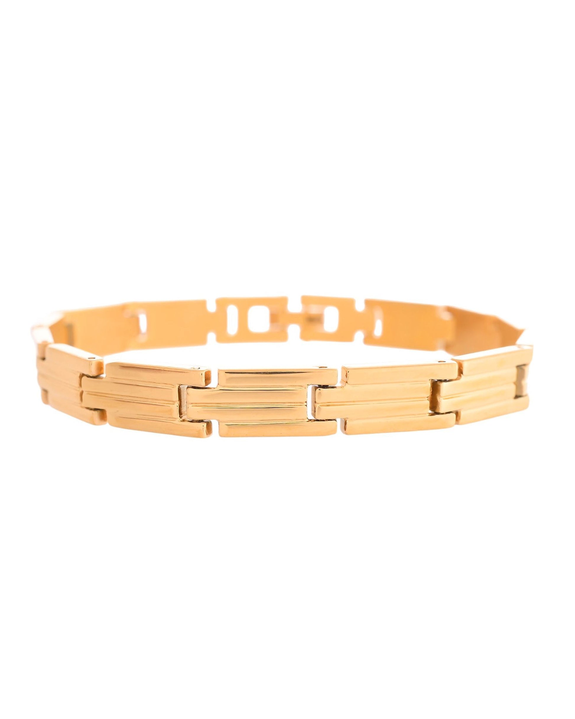 VOJ Gold Polished Linked Designed Bracelet For Men's VOJ (Valley Of Jewellery)