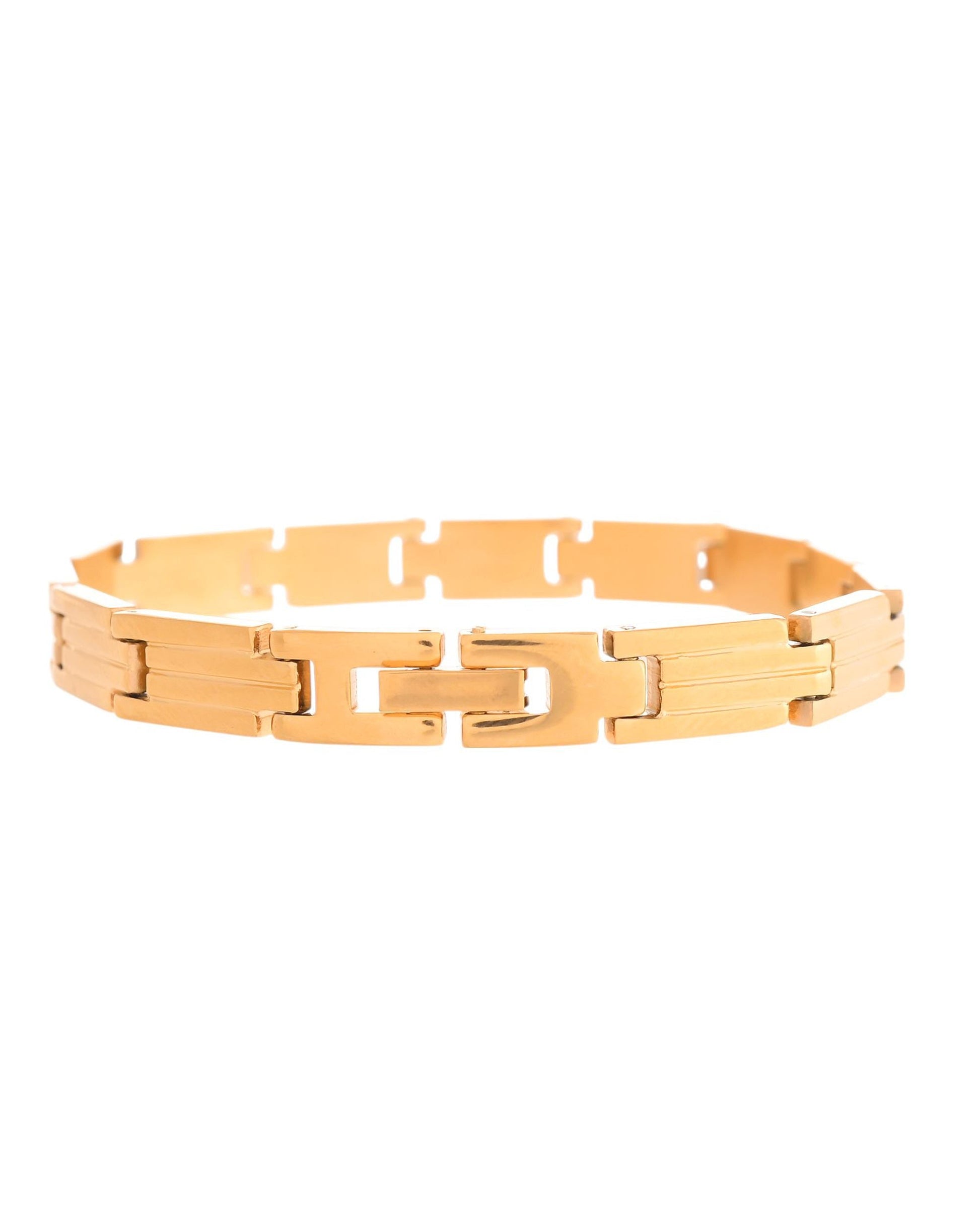 VOJ Gold Polished Linked Designed Bracelet For Men's VOJ (Valley Of Jewellery)
