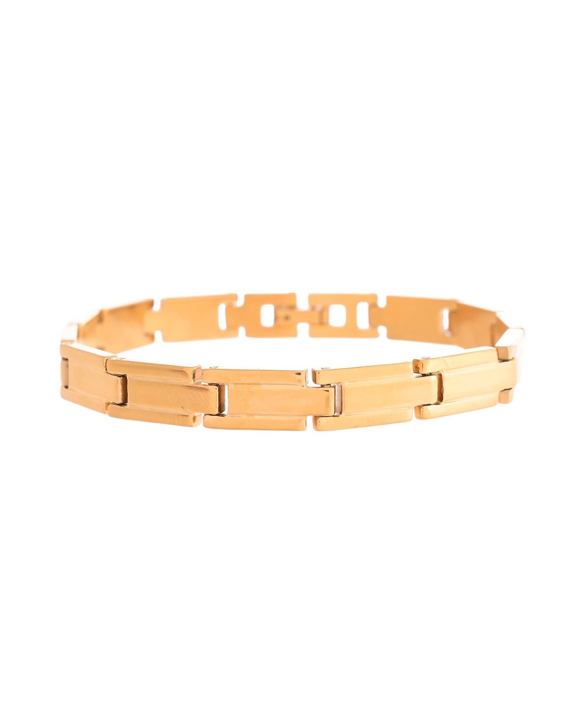 VOJ Gold Toned Linked Minimal Bracelet For Men's VOJ (Valley Of Jewellery)