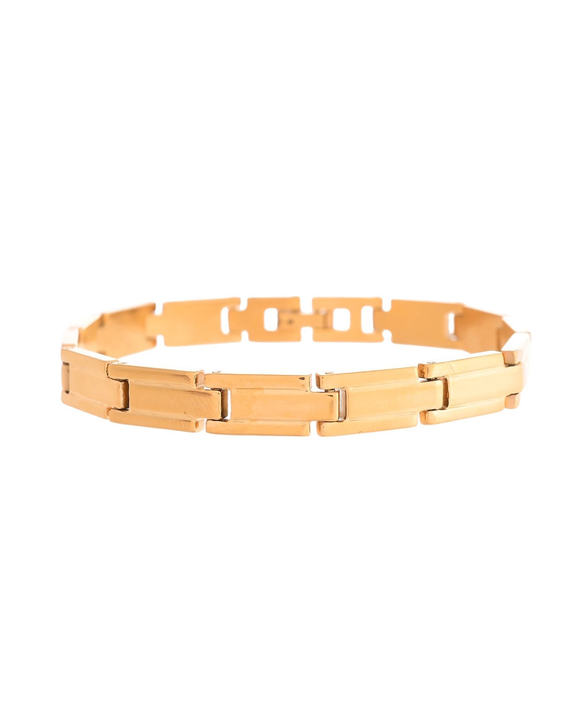 VOJ Gold Toned Linked Minimal Bracelet For Men's - Swadesiicart