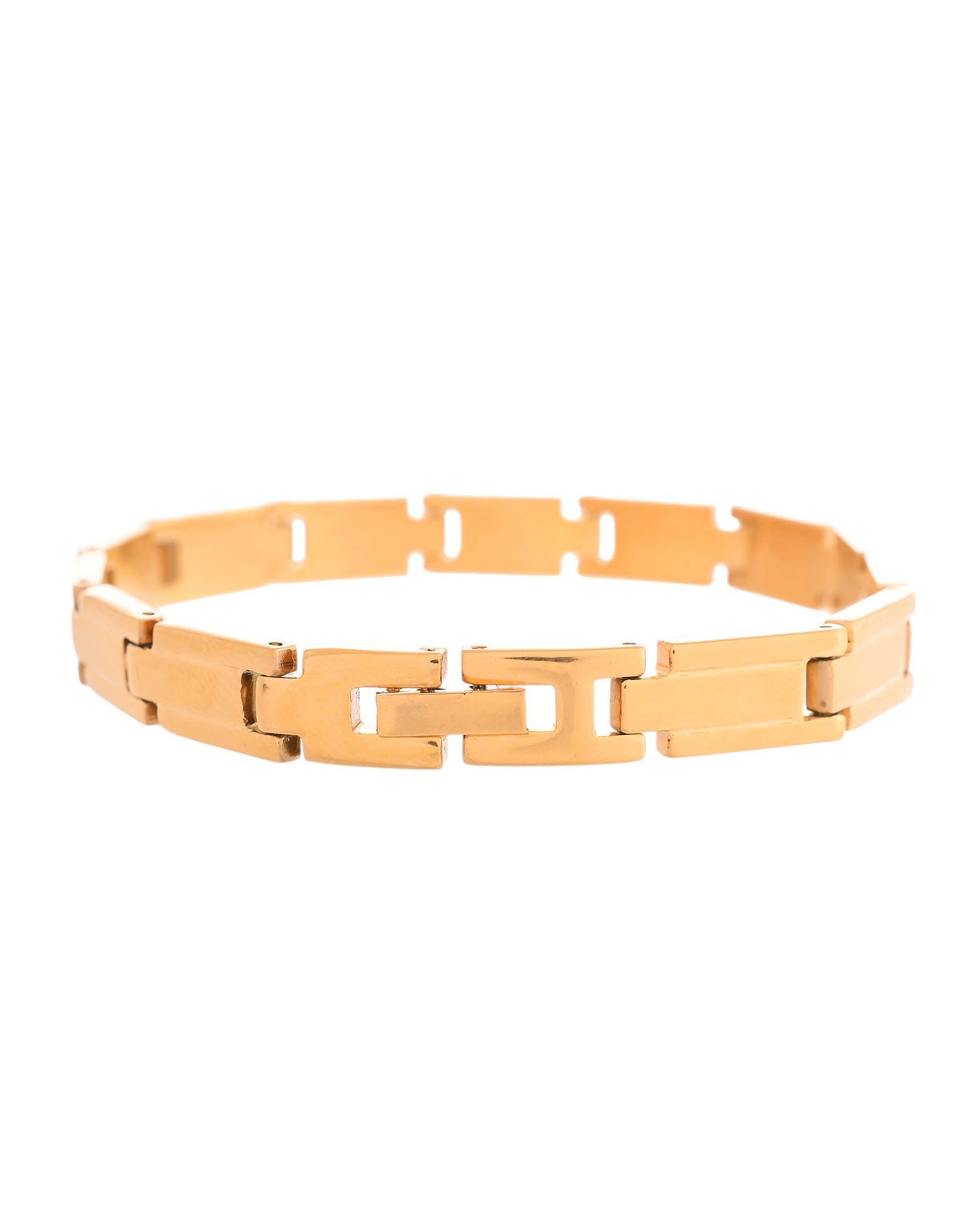 VOJ Gold Toned Linked Minimal Bracelet For Men's VOJ (Valley Of Jewellery)