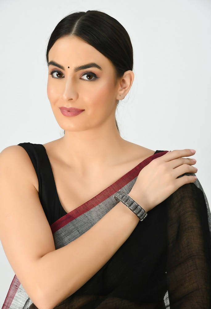 Mominos Fashion Kamal Johar Oxidised Silver Bangles Set 