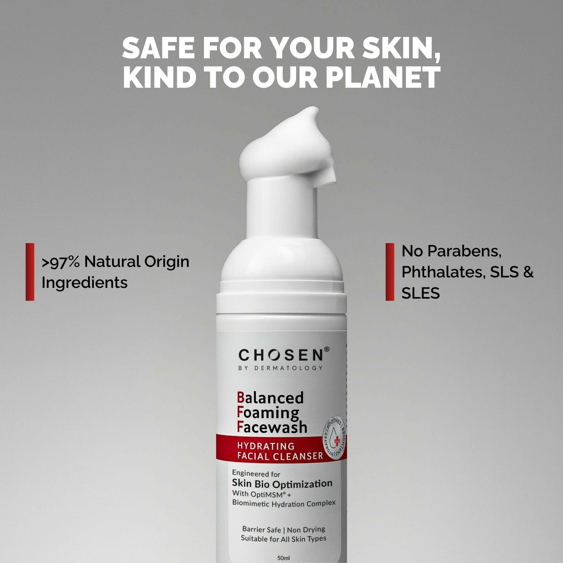 Chosen Balanced Foaming Facewash Daily Face Cleanser With Optimsm | Swadesiicart