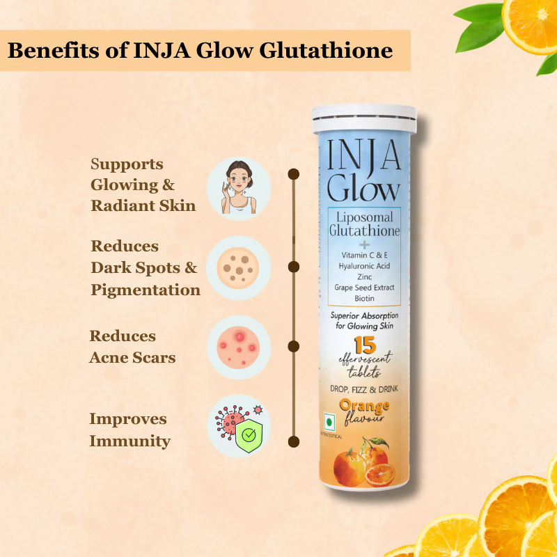 Inja Glow Liposomal Glutathione Drop Fizz & Drink Effervescent Tablets - Orange 
