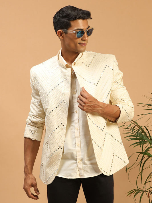 Shrestha By Vastramay Men's Cream Viscose Ethnic Combo Set - Grab2buy