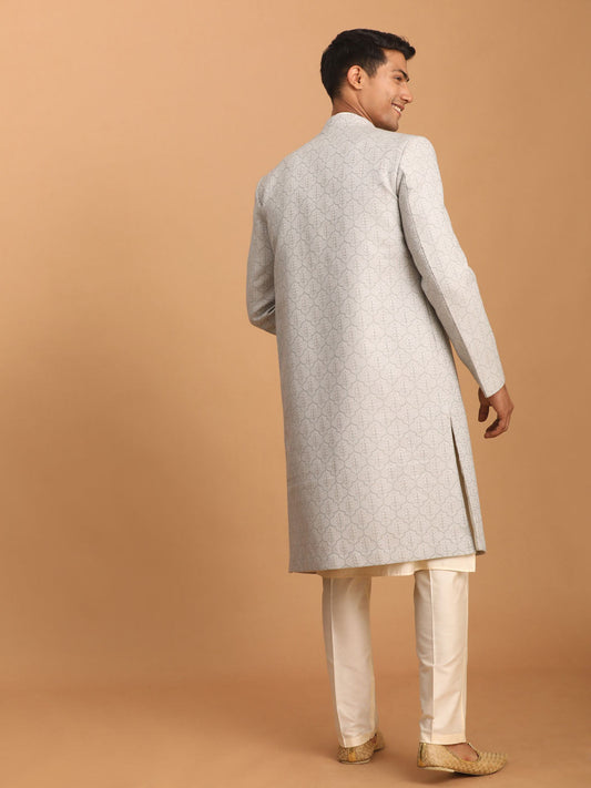 Shrestha by Vastramay Men's Grey And Cream Cotton Blend Ethnic Combo Set - Grab2buy
