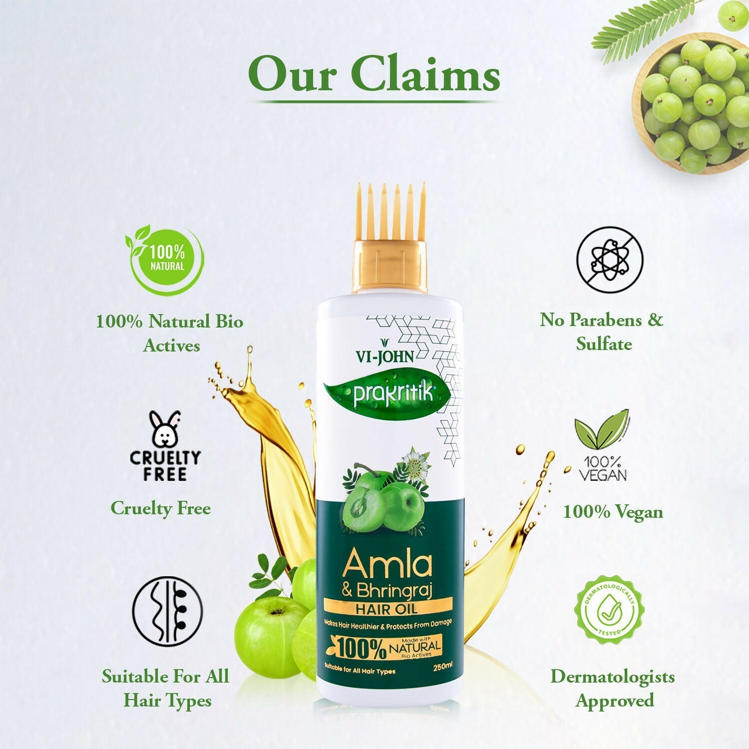 VI-JOHN Prakritik Amla & Bhringraj Hair Oil For premature greying, 100% Natural Bio-Actives  Grab2Buy VI-JOHN Grab2Buy