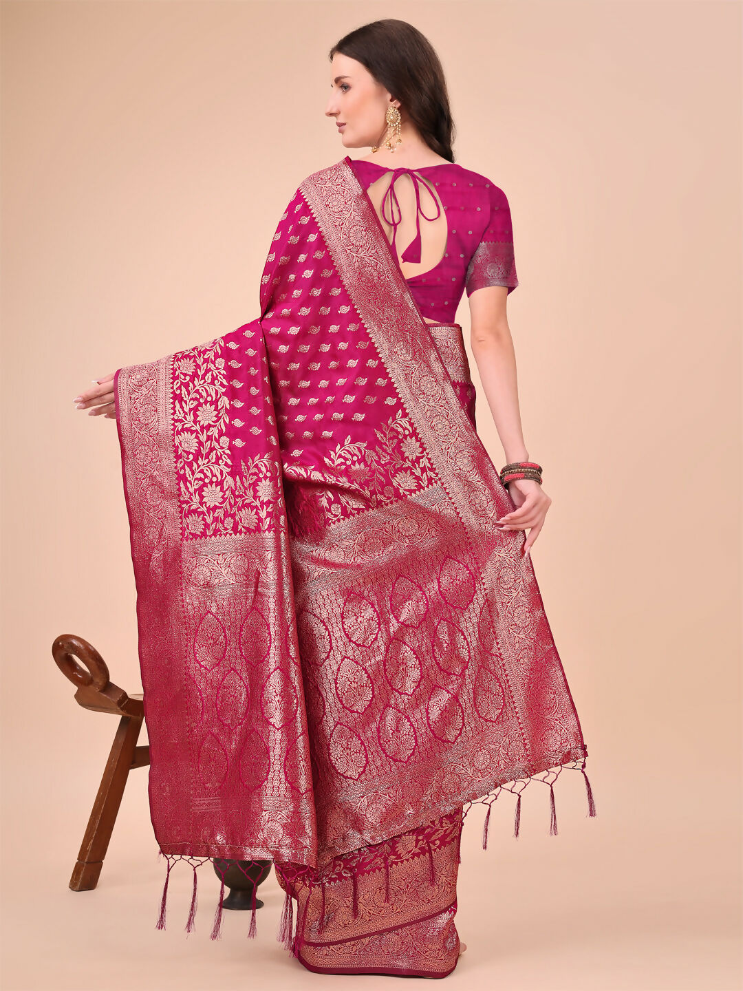 Shree Shyam Fashion Lichi Silk Magenta Saree
