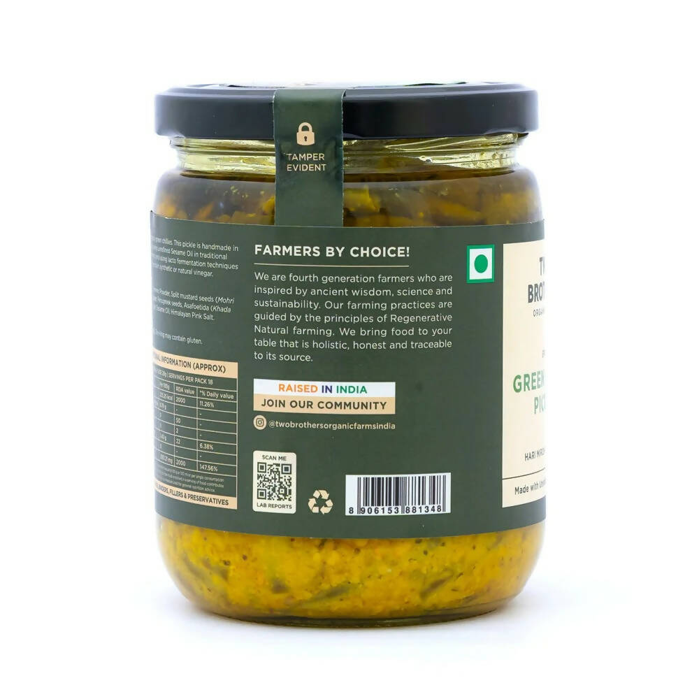 Two Brothers Organic Farms Spicy Green Chilly Pickle - Grab2buy