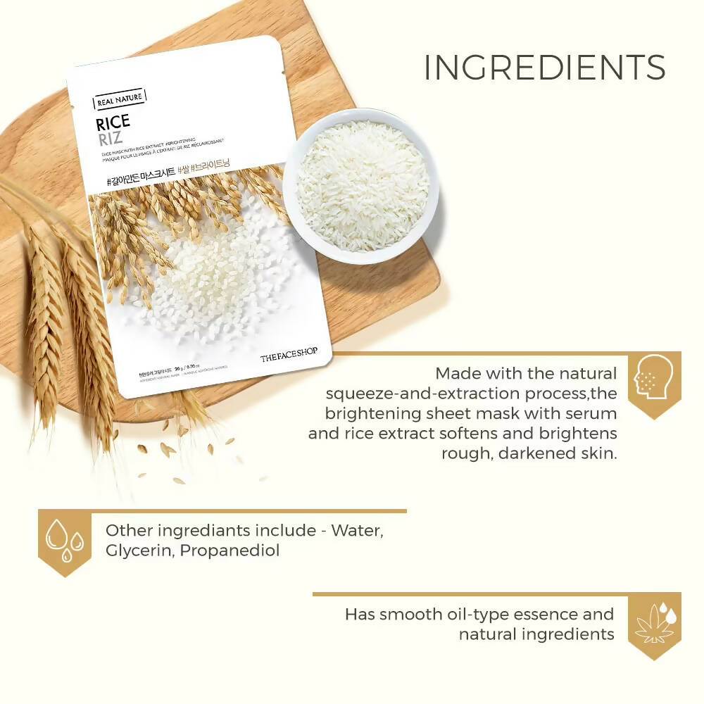 The Face Shop Real Nature Rice Face Mask - Korean Skincare 
