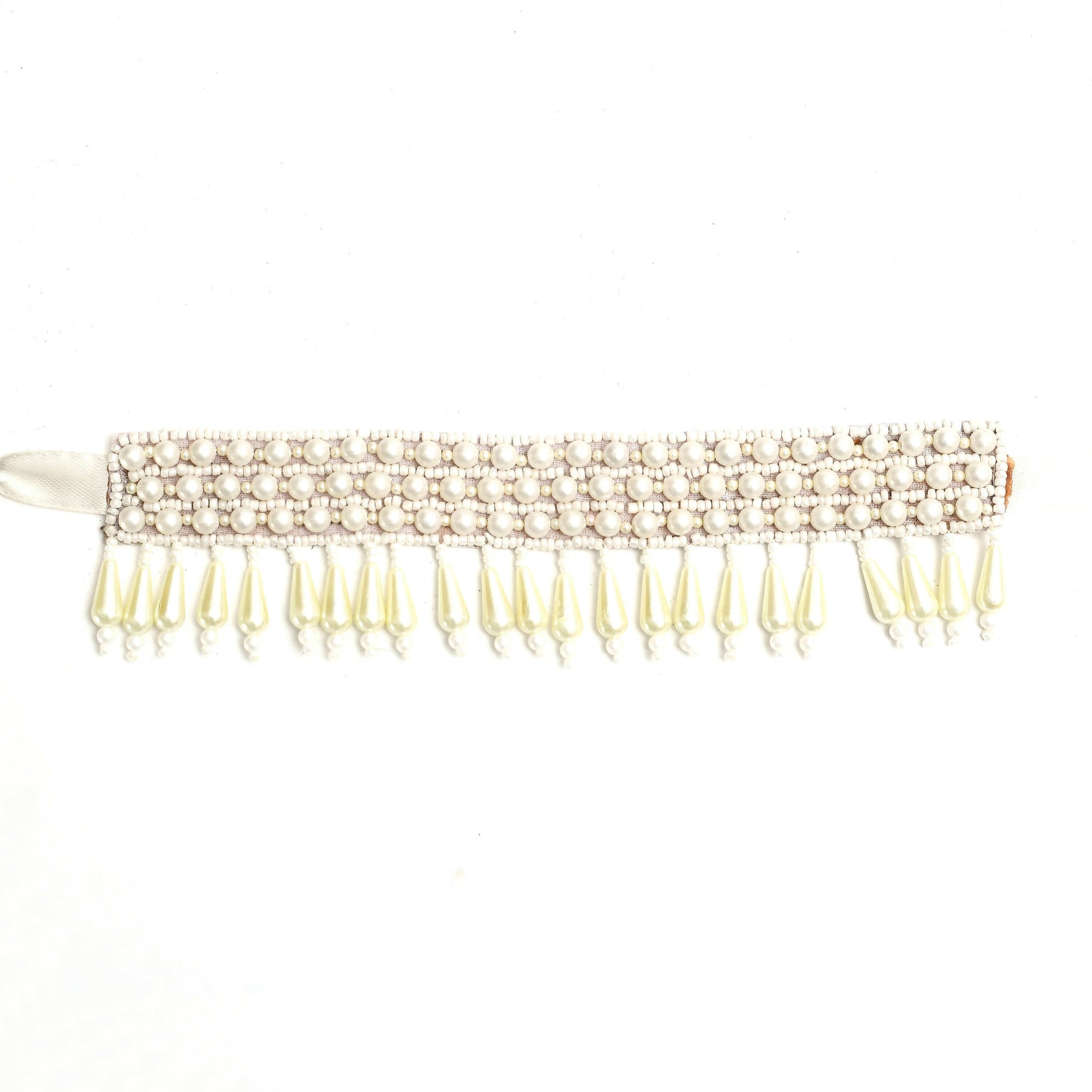 Mominos Fashion Johar Kamal Off White Handicraft Pearls Necklace with Earrings For Women - Grab2buy