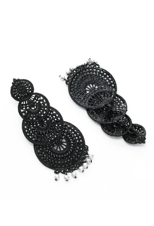 Mominos Fashion Johar Kamal Women's Latest Design Black Color Earrings - Grab2buy