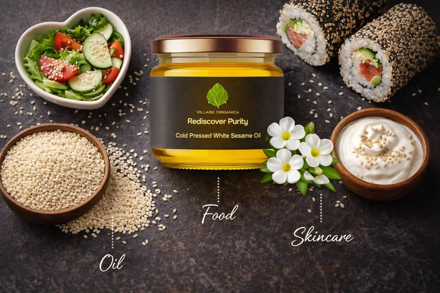 Village-Organica White Sesame Oil  Grab2Buy Village-Organica Grab2Buy
