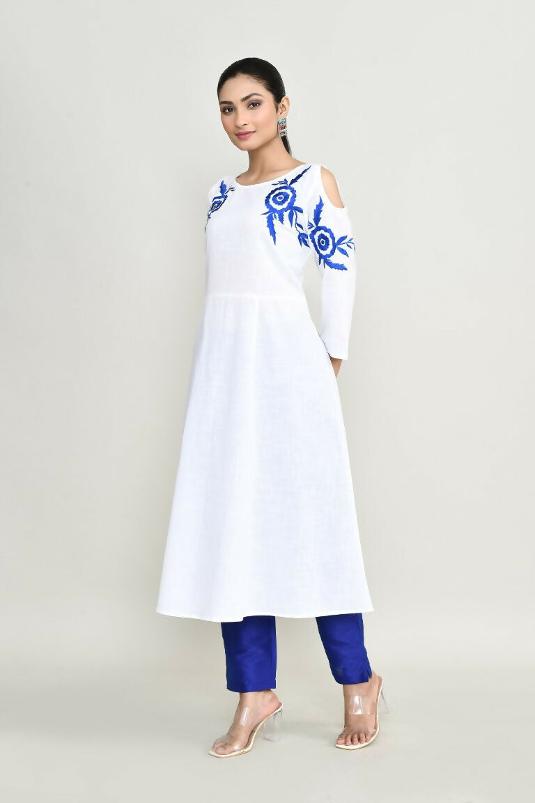 Joban Fashion White Rayon Kurta Set