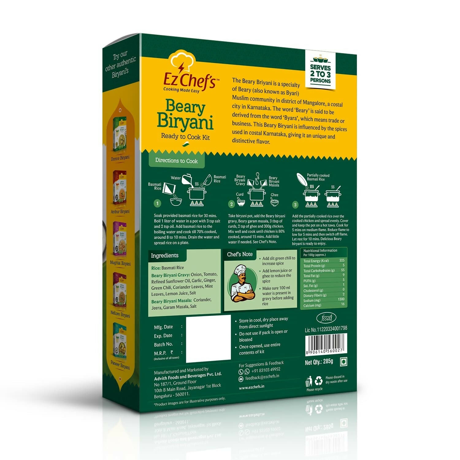 Ez Chef's Beary Biryani Kit - Mangalore's Famous Biryani - Grab2buy