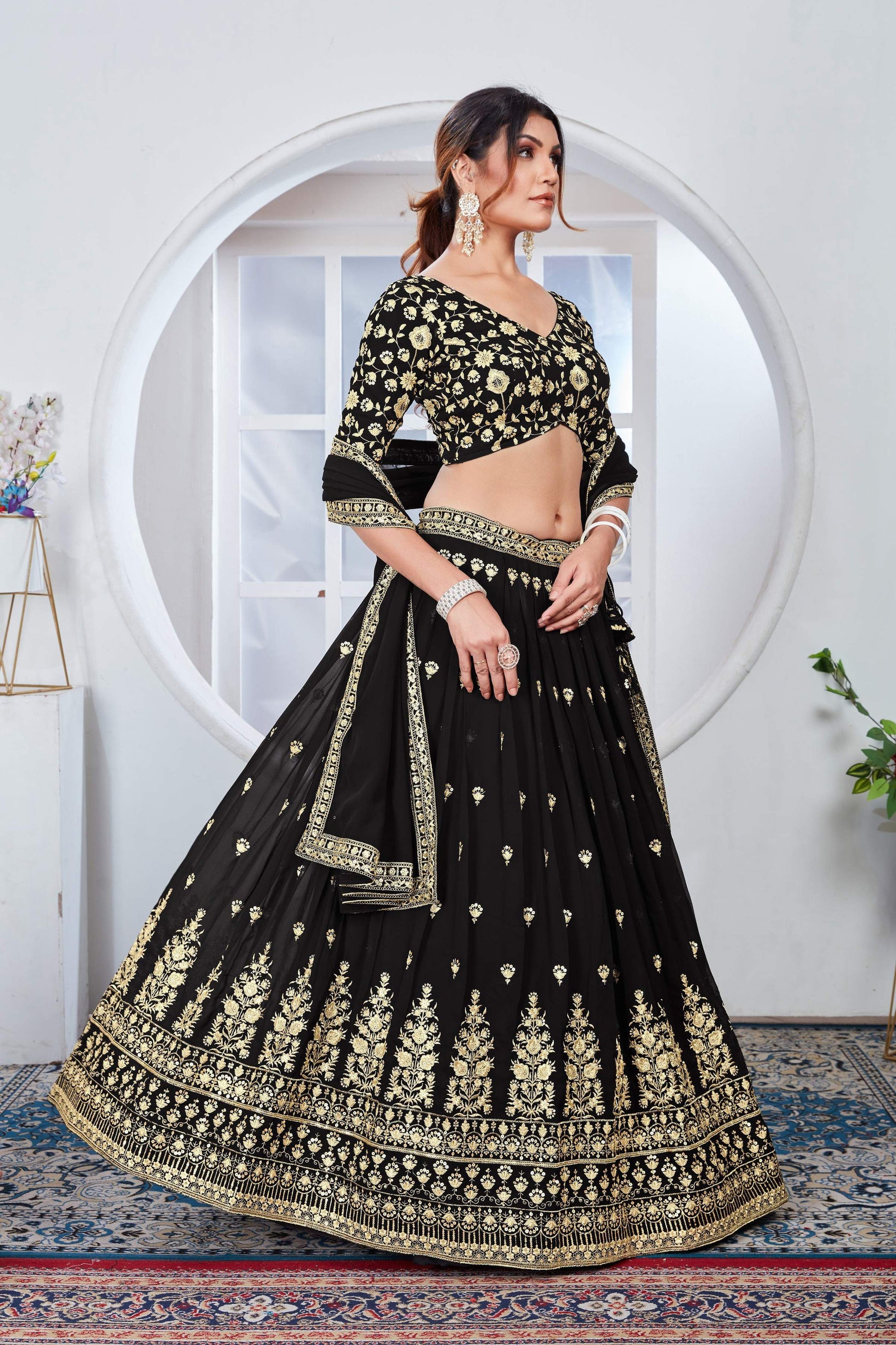 Lehenga Mart Designer Wedding Lehenga Choli For Women - Black