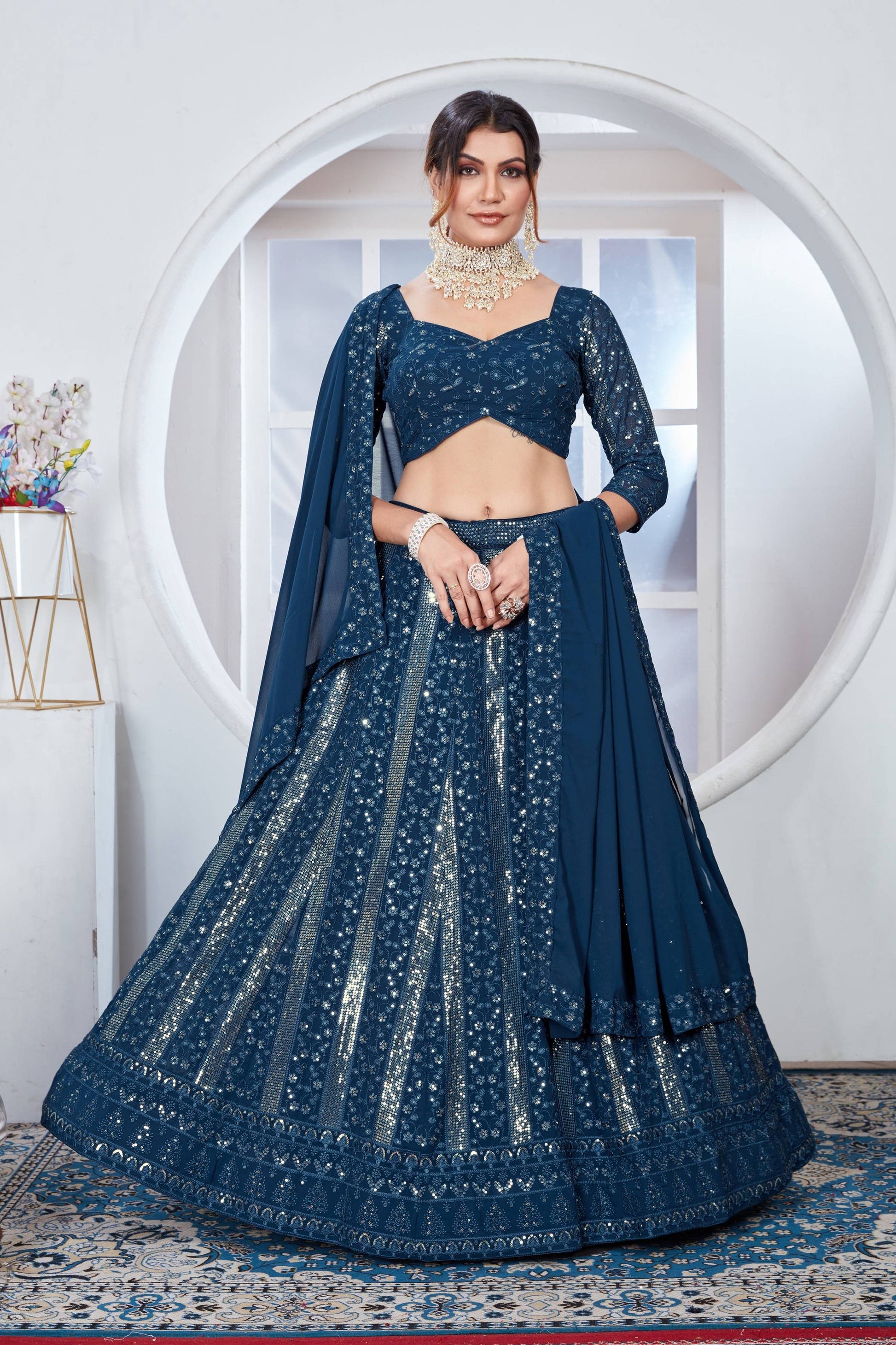 Lehenga Mart Designer Wedding Lehenga Choli For Women - Rama