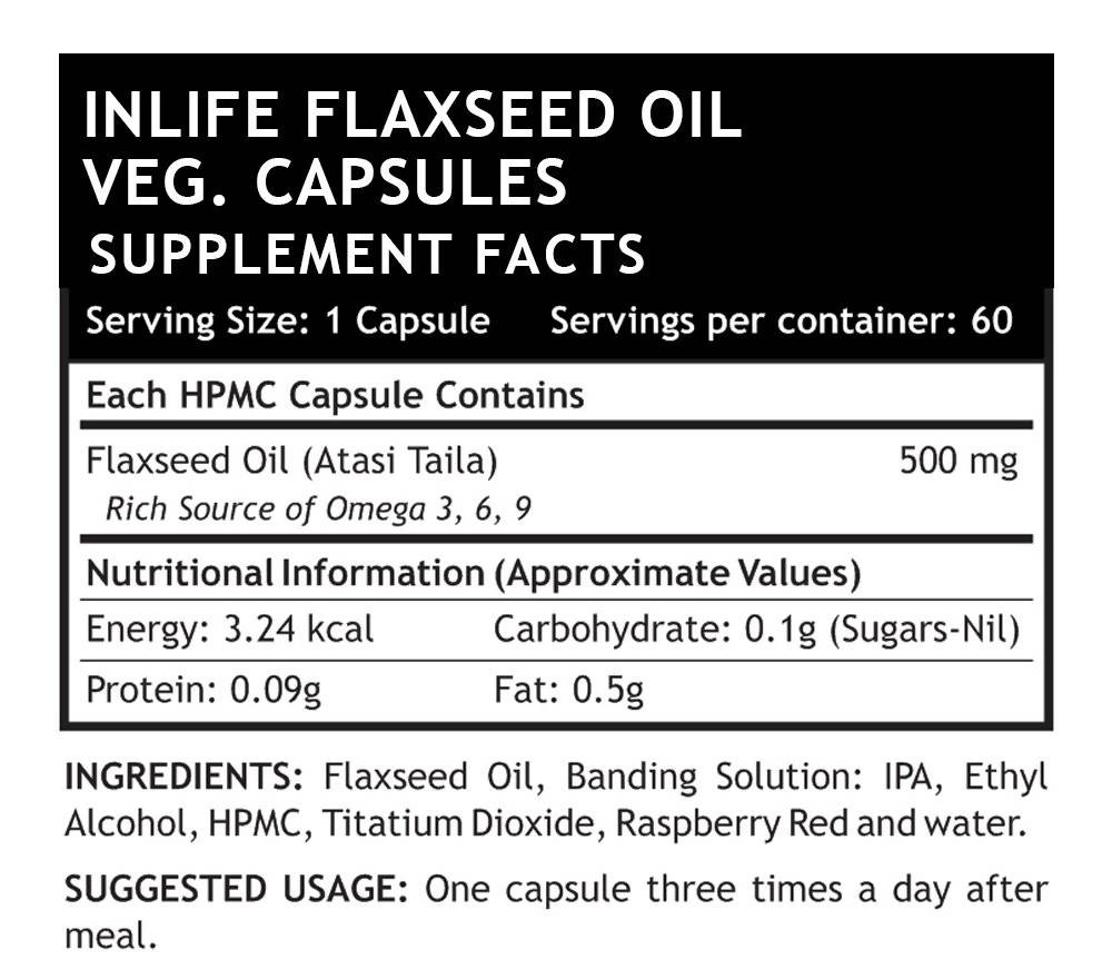 Inlife Flaxseed Oil Capsules Without Gelatin