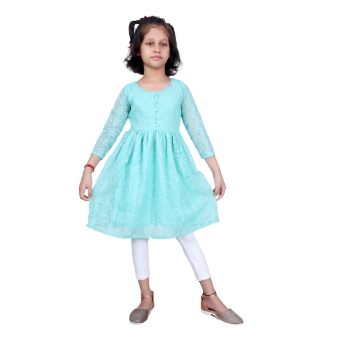 Akarshan viscose Lukhnowi Chikankari Anarkali kurta with Leggings - Green 