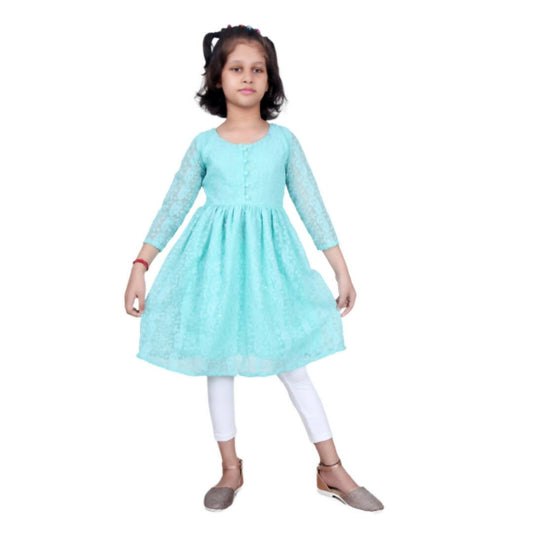 Akarshan viscose Lukhnowi Chikankari Anarkali kurta with Leggings - Green 