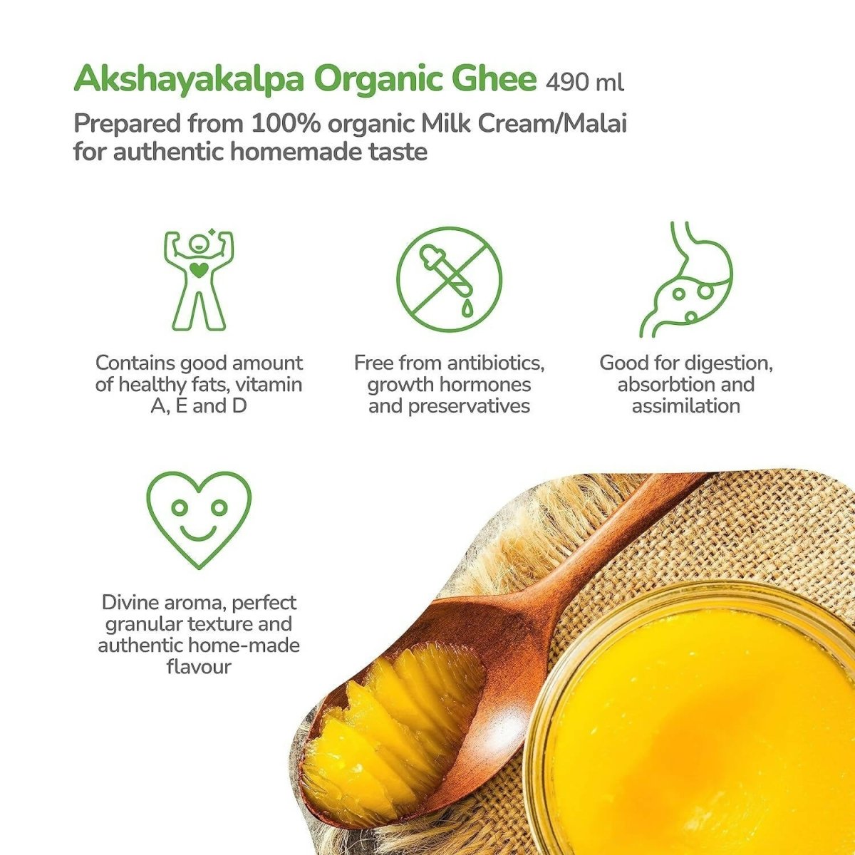 Akshayakalpa Organic Cow Ghee | Pure Organic Ghee | Certified Organic Desi Ghee 