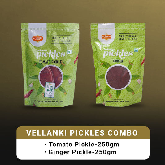 Vellanki Foods Andhra Pickles Combo Pack (250 gm Each) - Ginger Pickle,Tomato Pickle - Grab2buy