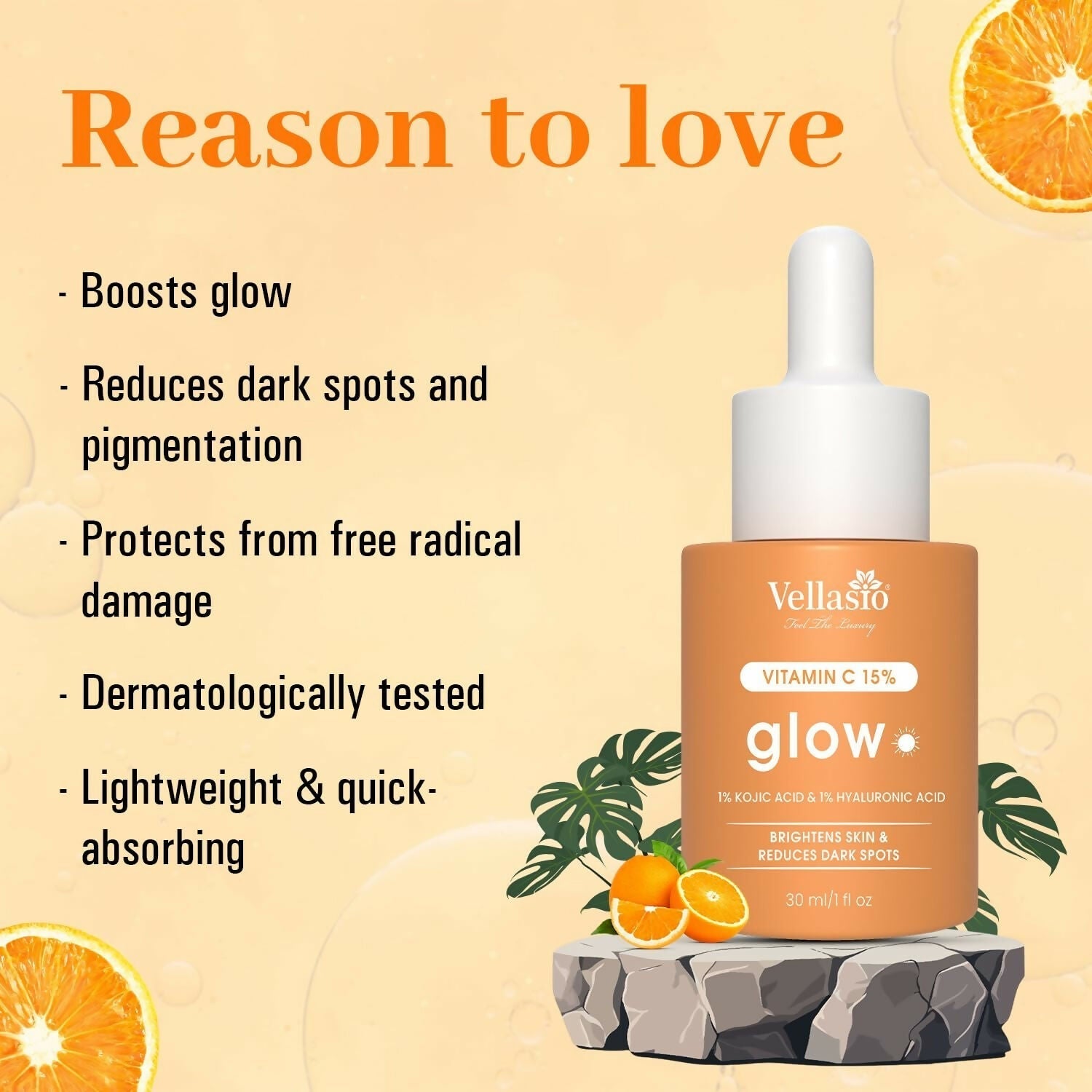 Vellasio 15% Vitamin C Serum with Hyaluronic Acid & Kojic Acid  Grab2Buy Vellasio Grab2Buy