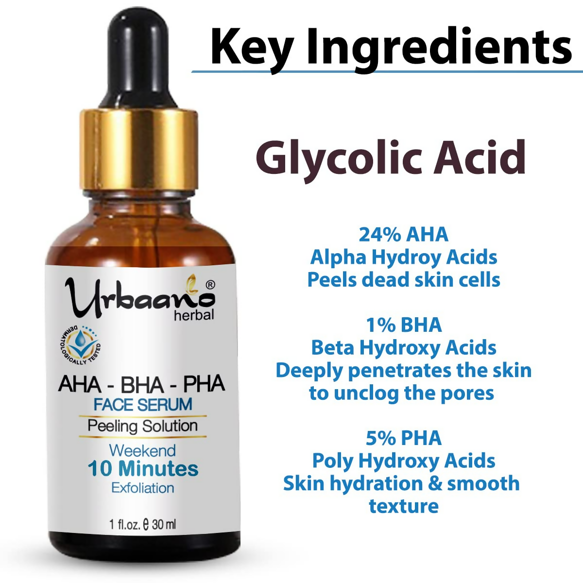 Urbaano Herbal 24% AHA+1% BHA+5% PHA 10 Minutes Serum  Grab2Buy Urbaano Herbal Grab2Buy
