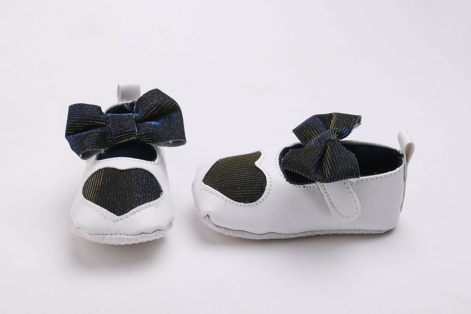 Tiny Bugs Girls Heart Bow Detailing Booties - White & Black  Grab2Buy Tiny Bugs Grab2Buy