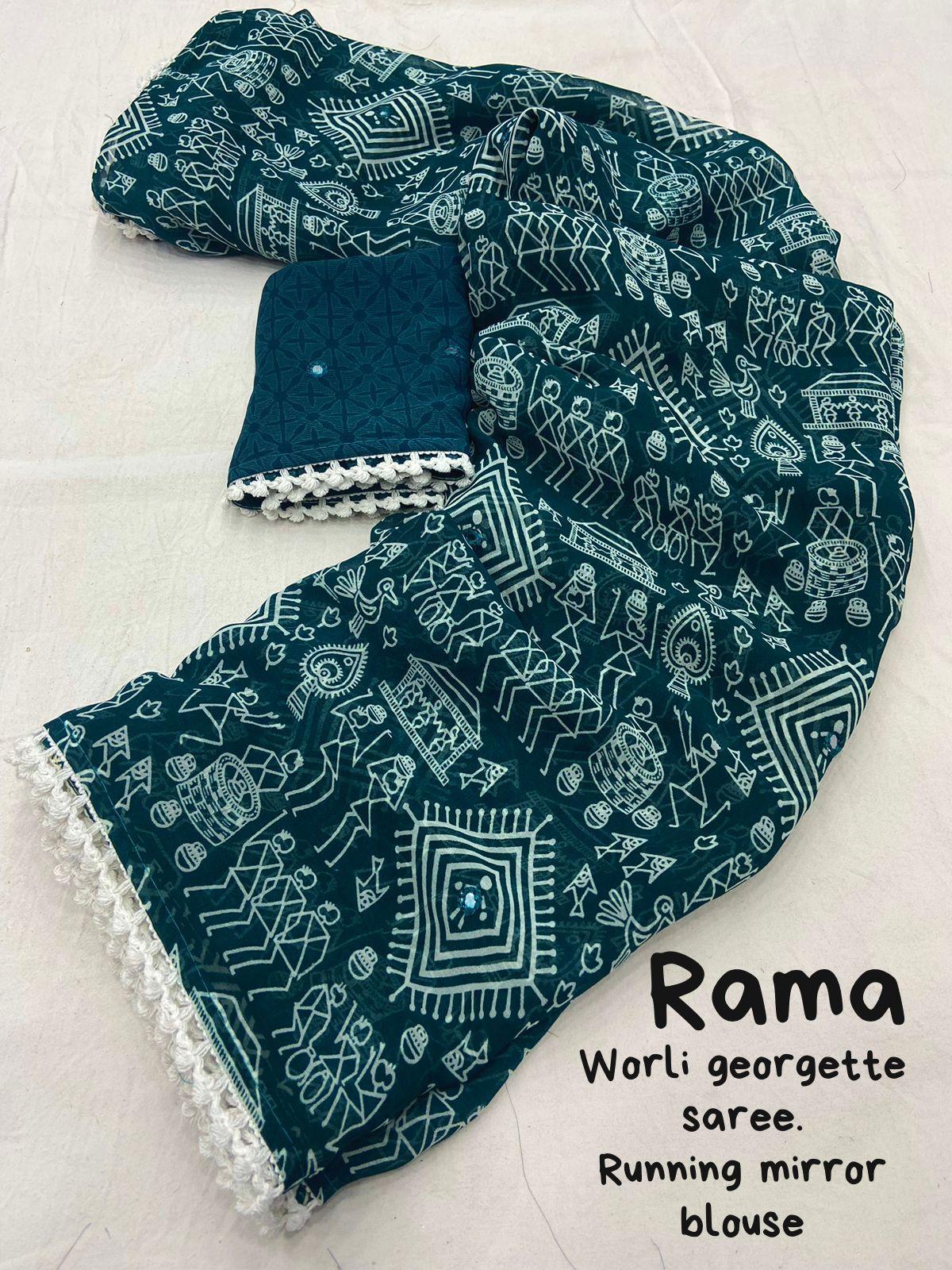 Rama Poly Georgette Ethnic Motifs Saree with Unstitched Blouse - A2M