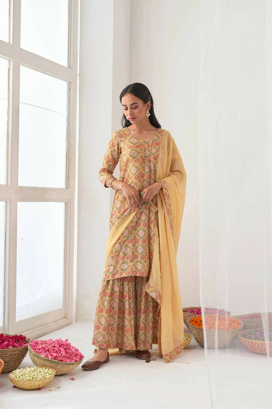 Designer Stylish Yellow Muslin Stitched Suit With Dupatta - Anbazaar - Grab2buy