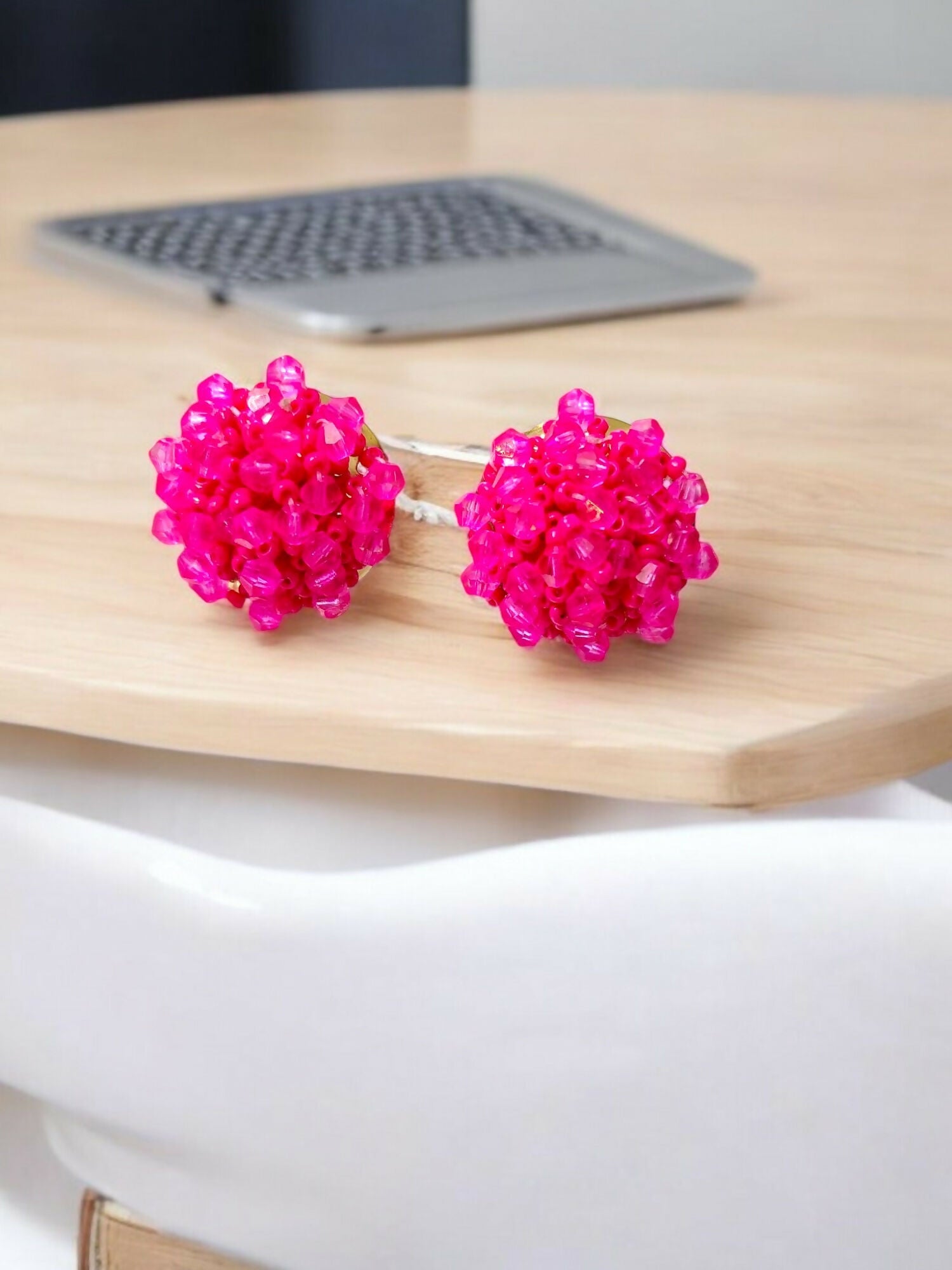 Inhanns Small Statement Studs Earrings - Pink
