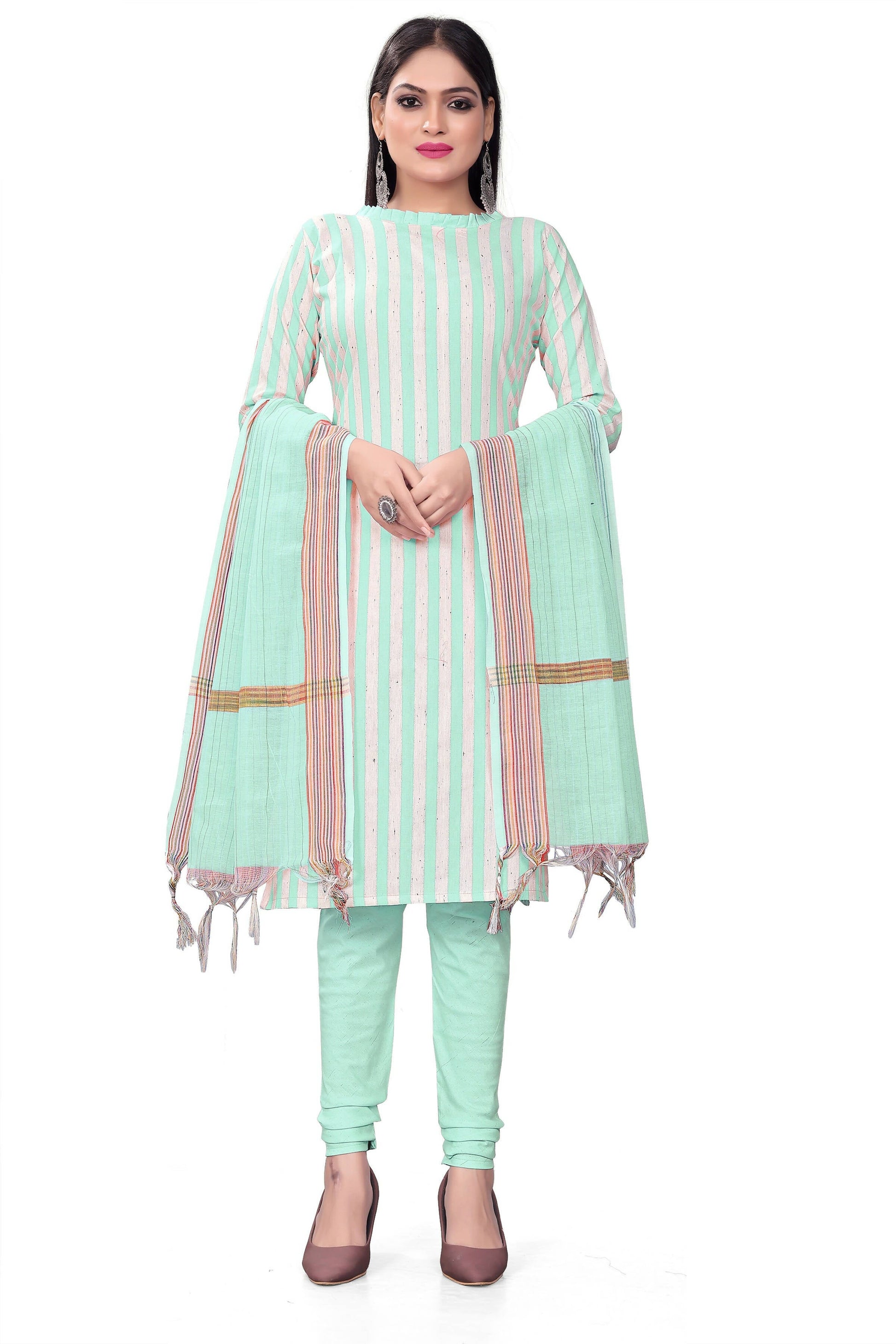 Sky Blue Cotton Jacquard Woven Unstitched Dress Material - Amara