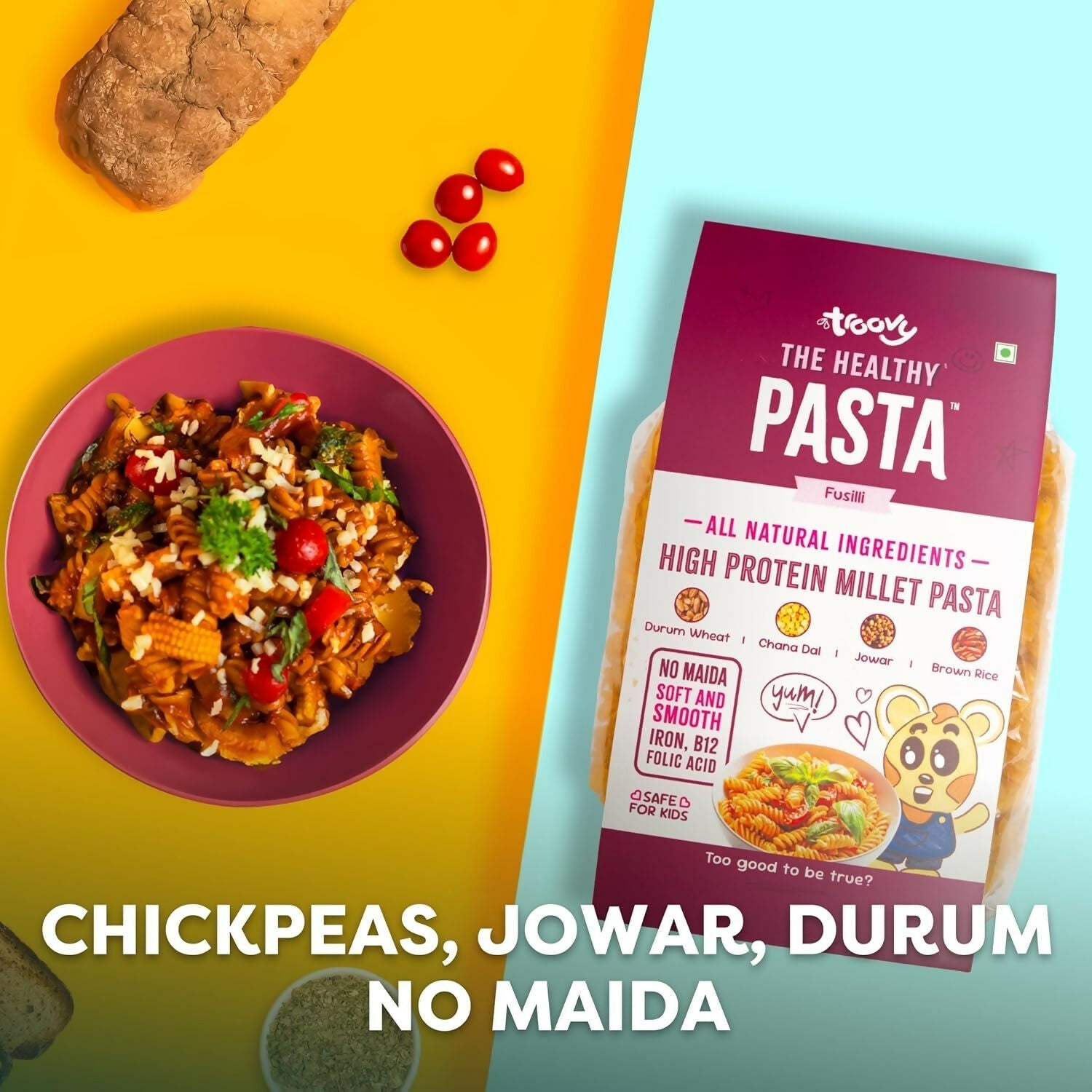 Troovy High Protein Millet Fusilli Pasta Protein & Iron rich  Grab2Buy Troovy Grab2Buy