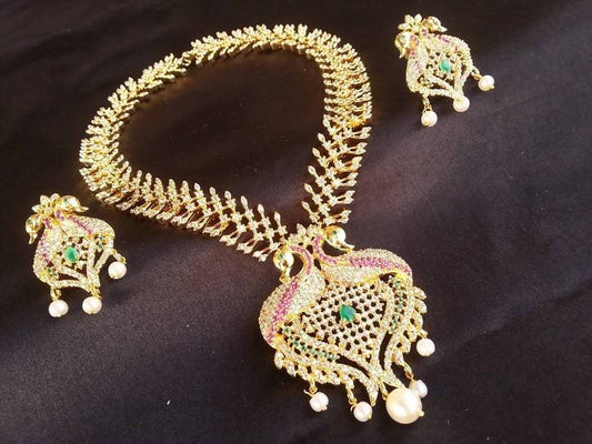 Multicolor AD Peacock Jewelry