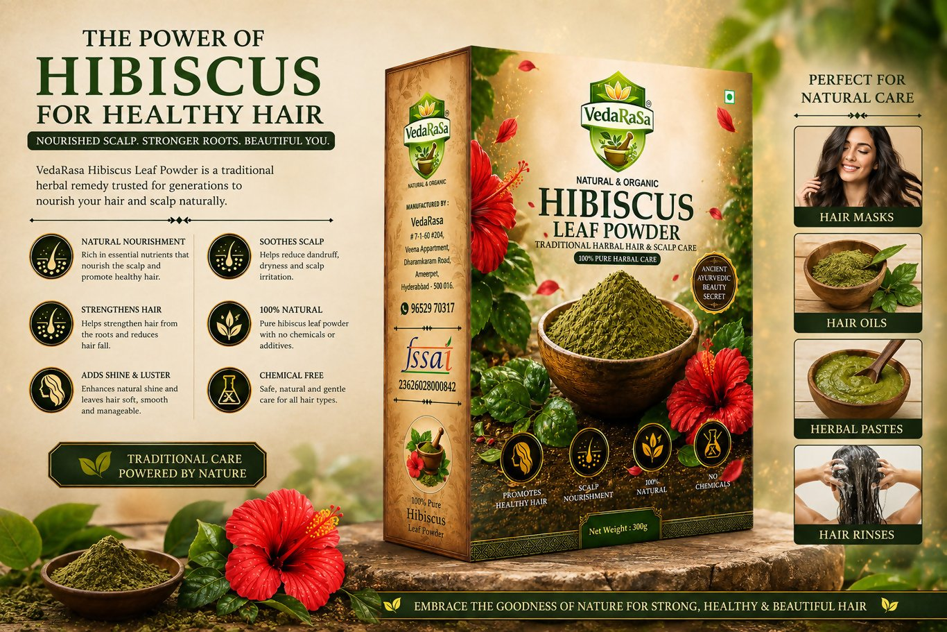 VedaRasa Dried Hibiscus Leaf Powder  Grab2Buy VedaRasa Grab2Buy